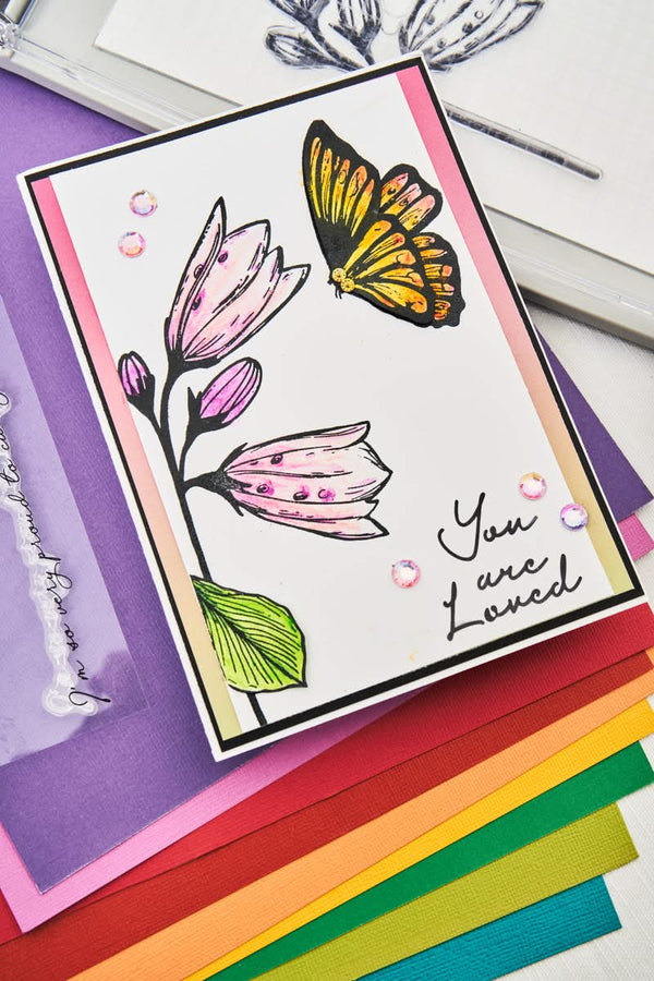 Sizzix A5 Cosmopolitan Clear Stamp Set With Stencil By Stacey Park - Farfalllina*