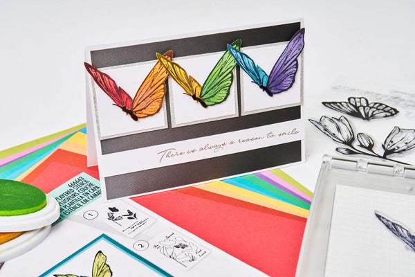 Sizzix A5 Cosmopolitan Clear Stamp Set With Stencil By Stacey Park - Farfalllina*