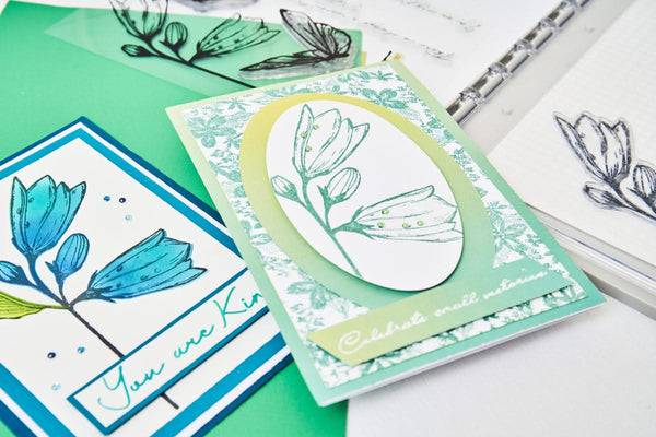 Sizzix A5 Cosmopolitan Clear Stamp Set With Stencil By Stacey Park - Farfalllina*