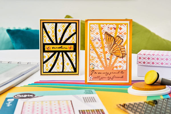 Sizzix A5 Cosmopolitan Clear Stamp Set With Stencil By Stacey Park - Farfalllina*