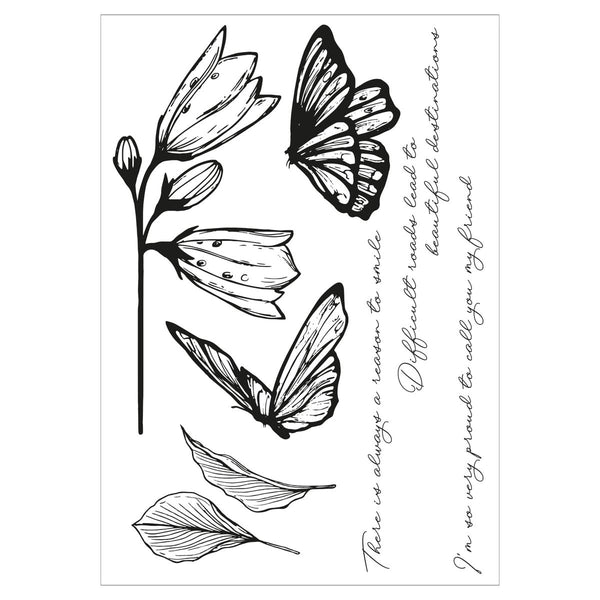 Sizzix A5 Cosmopolitan Clear Stamp Set With Stencil By Stacey Park - Farfalllina*
