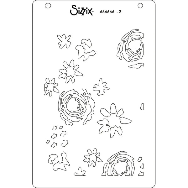 Sizzix A6 Layered Stencil 4/Pkg - Abstract Blooms*