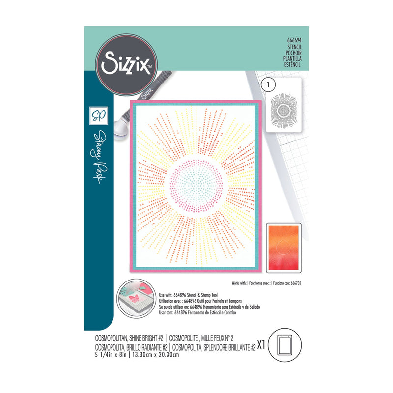 Sizzix A6 Layered Cosmopolitan Stencil By Stacey Park - Shine Bright