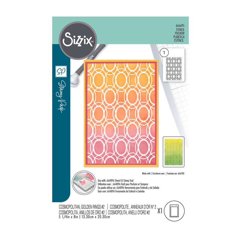 Sizzix A6 Layered Cosmopolitan Stencil By Stacey Park - Golden Rings