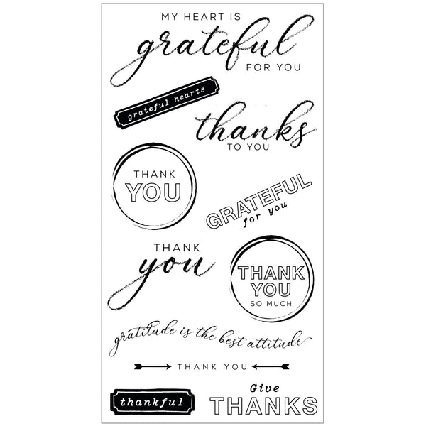 Sizzix Clear Stamps With Framelits Die By 49 And Market - Thankful Sentiments*