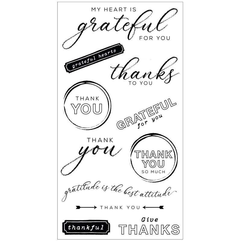 Sizzix Clear Stamps With Framelits Die By 49 And Market - Thankful Sentiments