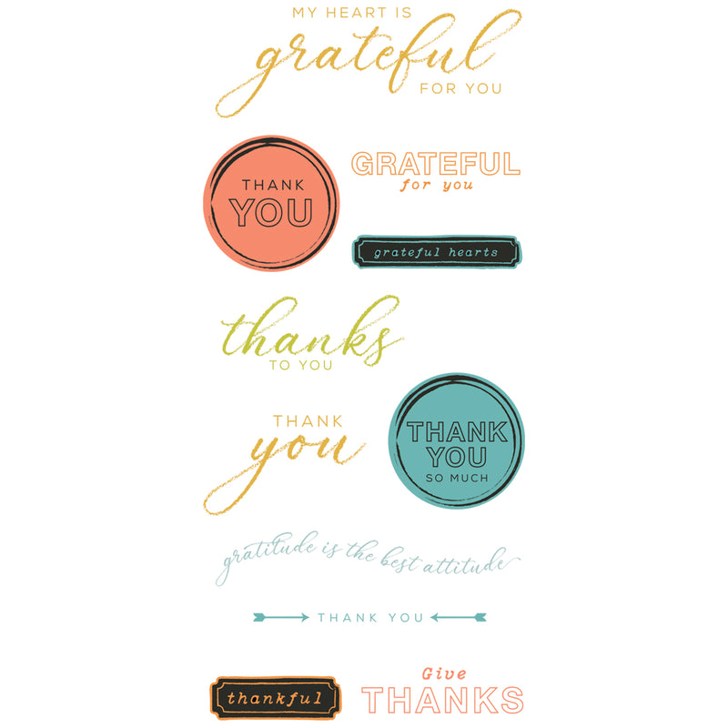 Sizzix Clear Stamps With Framelits Die By 49 And Market - Thankful Sentiments