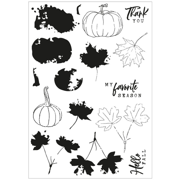 Sizxix A5 Clear Stamps With Framelits Die By 49 And Market - Pencil Line Harvest*