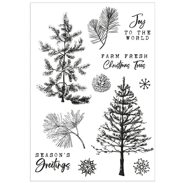 Sizzix A5 Clear Stamps With Framelits Die By 49 And Market - Pine Holidays*