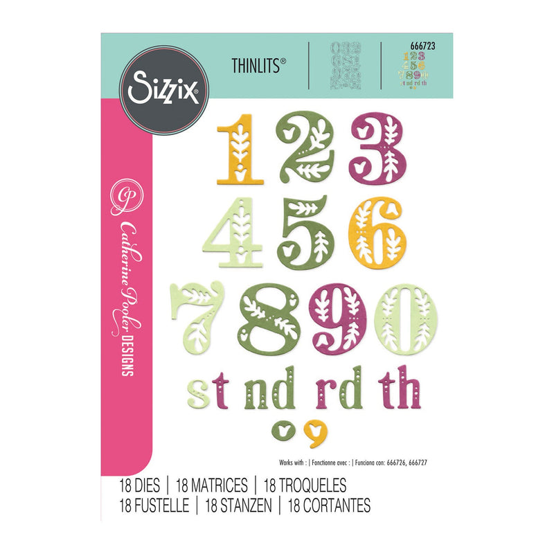 Sizzix Thinlits Die Set 18/Pkg By Catherine Pooler - Folk Numbers