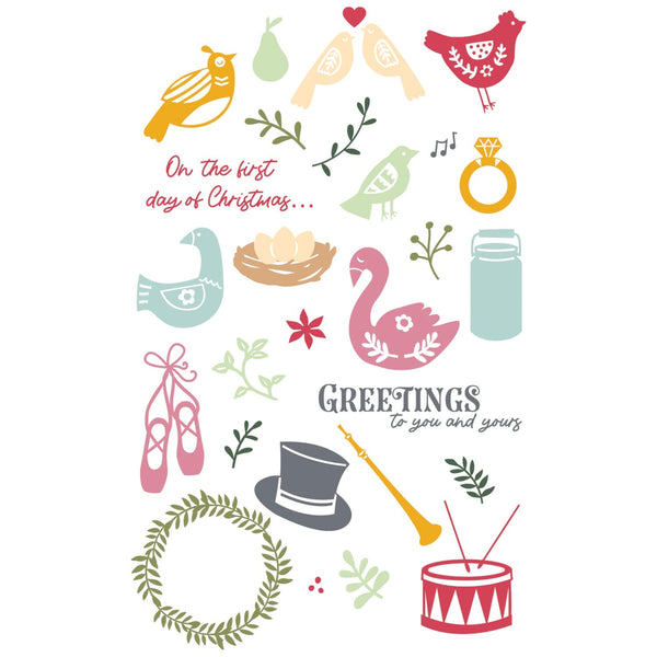 Sizzix A5 Clear Stamps Set 30/Pkg By Catherine Pooler - 12 Days Of Christmas*