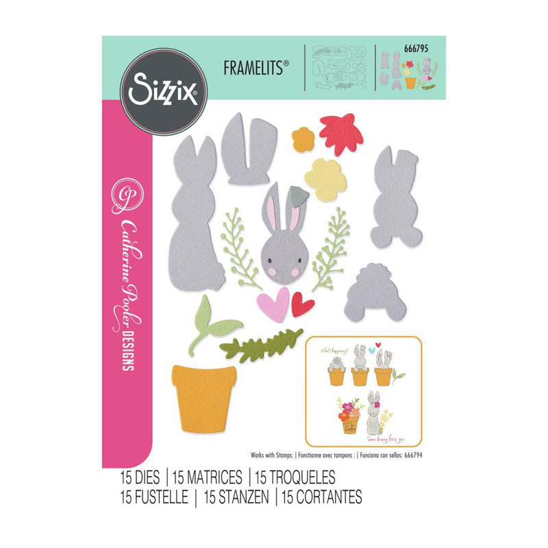 Sizzix Thinlits Die Set By Catherine Pooler 17/Pkg - Bunny Bits & Blooms