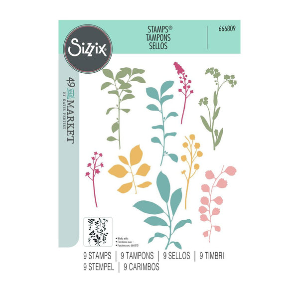 Sizzix A5 Clear Stamps By 49 And Market - Fine Stems 01