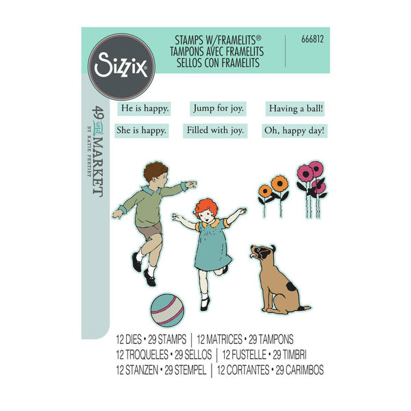 Sizzix A5 Clear Stamps w/Framelits Dies By 49 And Market - Play Time