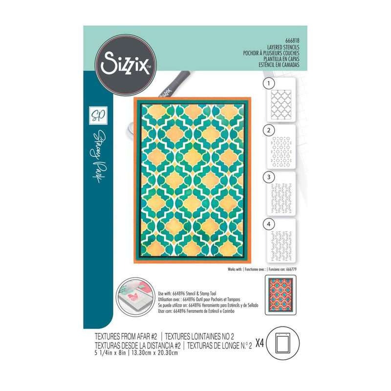 Sizzix A6 Stencil By Stacey Park 4/Pkg - Textures From Afar