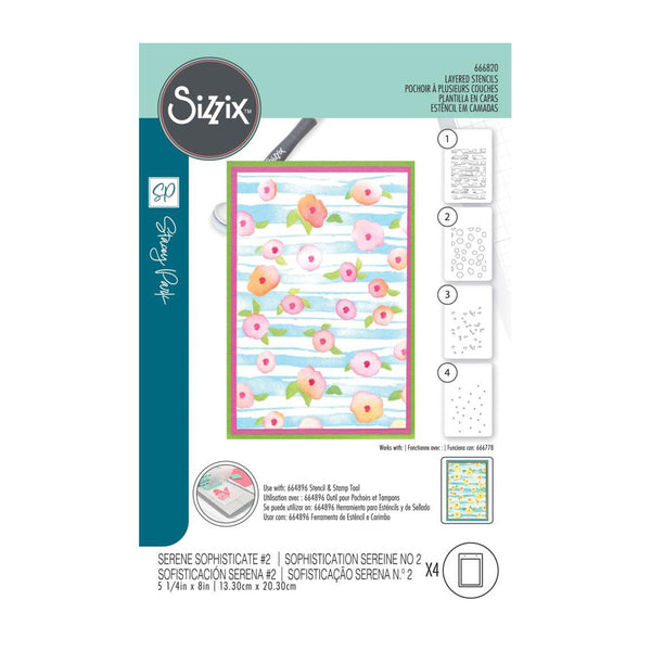 Sizzix A6 Stencil By Stacey Park 4/Pkg - Serene Sophisticate #2