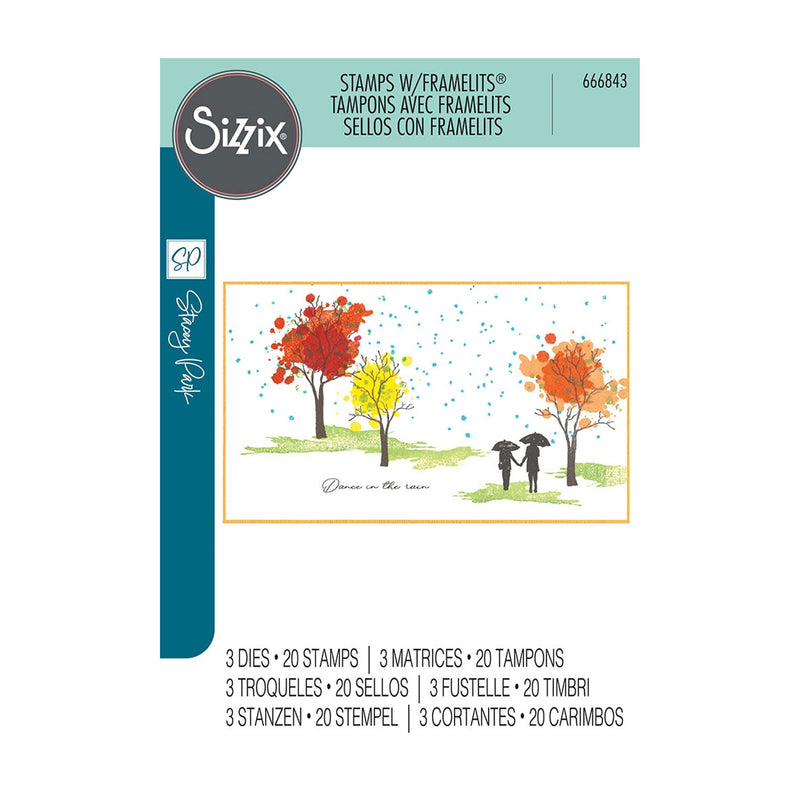 Sizzix A5 Stamps 20/Pkg w/Framelit Die 3/Pkg By Stacey Park - Rainy Day