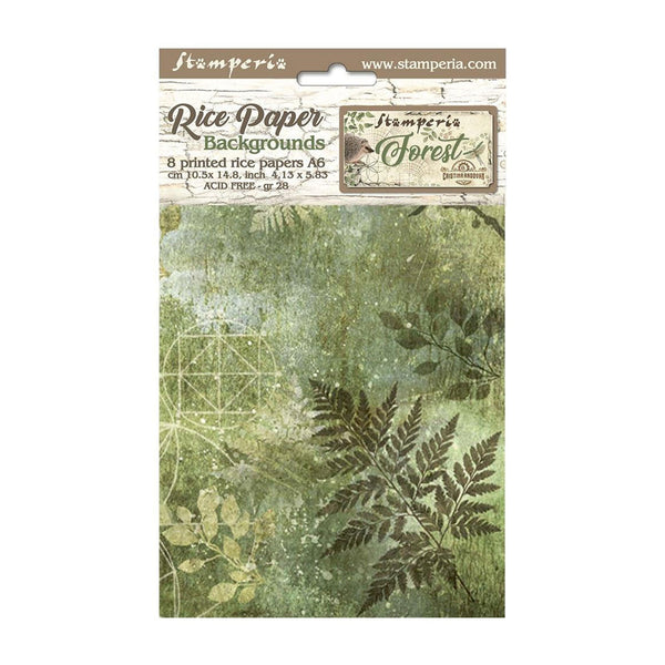 Stamperia Assorted Rice Paper Backgrounds A6 8/Sheets - Forest