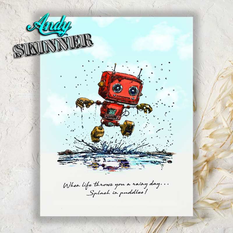 Creative Expressions Pre-Cut Rubber Stamp By Andy Skinner - Bot-ology - Rainy Day