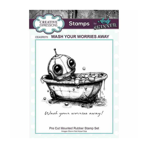 Creative Expressions Pre-Cut Rubber Stamp By Andy Skinner - Bot-ology - Wash Your Worries Away*