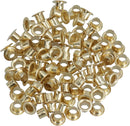 Gold eyelets on a white background