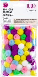 CousinDIY Pom-Pom 0.5" 100/Pkg Pastel Mix
