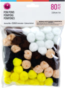 CousinDIY Pom-Poms 1" 80/Pkg Animal Mix