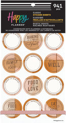happy planner rustic roots sticker book 941 pieces neutral planner stickers food quotes round labels