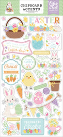 Echo Park Easter Basket chipboard accents with bunnies eggs flowers and Easter phrases