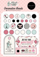 Carta Bella French Girl ephemera with Paris themed die cuts in blush pink, cream and black with florals and bows
