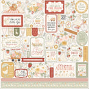 Echo Park Silliest Silly Goose 12x12 cardstock sticker sheet with pastel geese, florals, strawberries, banners and soft friendship sentiments in peach, sage, cream and yellow