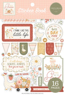 Echo Park Silliest Silly Goose sticker book with pastel geese, strawberries, florals, labels and sweet farmhouse phrases in peach, sage, cream and yellow