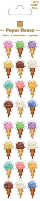 Product image of paper house ice cream cones stickers featuring pastel ice cream cone stickers.