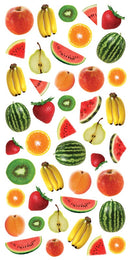 Product image of paper house fruit decorative stickers featuring fruit stickers including apples, bananas, kiwi, strawberries and watermelon.