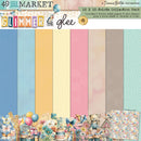 49 And Market Gimme Glee 12x12 solids collection pack featuring pastel blue, pink, yellow and mint cardstock papers with birthday and celebration theme