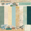 49 And Market Travel Diaries 12x12 solids paper collection with vintage travel colours, maps and teal adventure tones