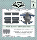 Karen Burniston Surprise Ball Access Tabs die set packaging for interactive pop-up ball cards.