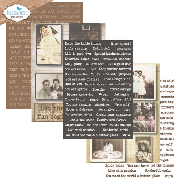 Elizabeth Craft Designs - Journal Ephemera 1 Patterned Cardstock Pack 5.8" x 8.3"