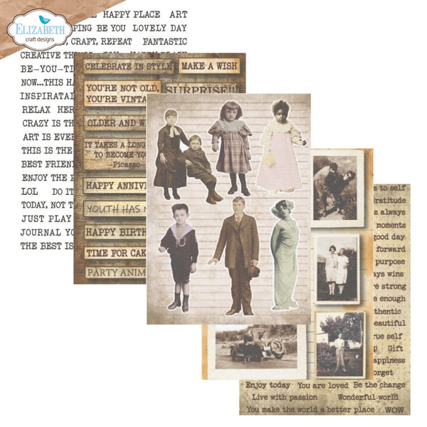 Elizabeth Craft Designs - Journal Ephemera 1 Patterned Cardstock Pack 5.8" x 8.3"
