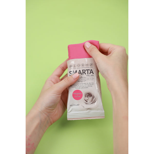 SMARTA – Magenta Air Dry Soft Modelling Clay 100g for Moulds & Fine Detail Crafts