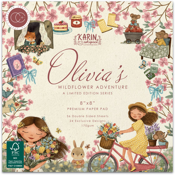 Craft Consortium – Olivia's Wildflower Adventure 8"x8" Premium Paper Pad