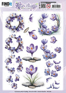 Find It Trading Berrie's Beauties First Blossoms Stone 3D push-out sheet with crocus wreaths and garden stones