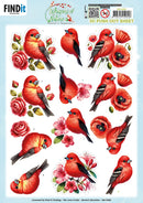 Find It Trading Berrie's Beauties Whispers of Nature Red 3D push-out sheet featuring scarlet tanager bird with roses and poppies