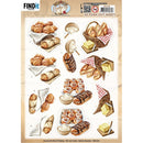 Homestead Bakery basket themed push out sheet with bread pastries and cinnamon rolls