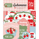 Strawberry Fields ephemera pack featuring strawberries flowers sentiments and decorative die cuts