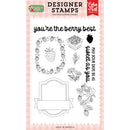 Berry Best stamp set with strawberry wreath basket labels and sweet sentiments