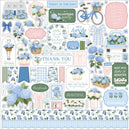 Flower Shoppe sticker sheet with hydrangeas bicycle baskets bows and floral sentiments