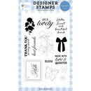 Flower Shoppe Hydrangea stamp set with blooms bow butterfly and friendship sentiments