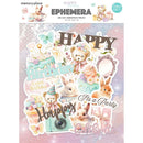 Memory Place Happy Birthday ephemera die cuts featuring pastel bunnies, teddy bears, birthday cakes and floral embellishments