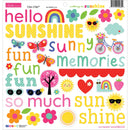 Sunshine chipboard stickers with flowers butterflies rainbows and summer sentiments